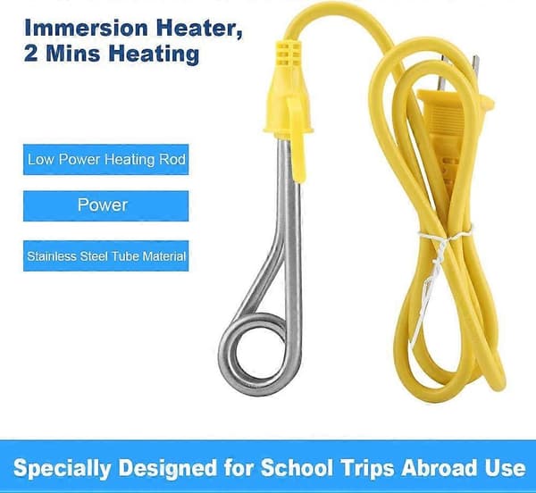 Immersion Heater 220V 600W, Mini Portable Travel Heater, Ideal Multifunctional Heating Component for Heating Chocolate Coffee Tea Beverage Water