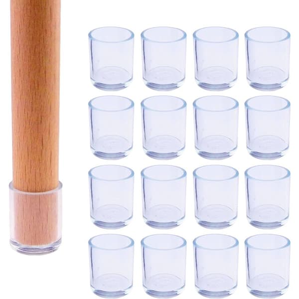 Sæt med 16 beskyttende møbelpuder til stole - silikone - runde - diameter: 16 mm