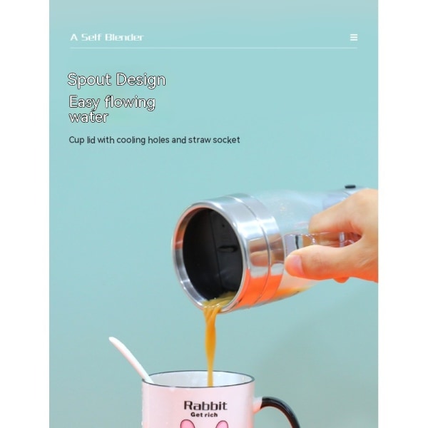 Selvrørende kaffekrus, automatisk magnetisk selvblandende kaffekrus, Gjenbrukbar kaffekopp, Spinnende Hjemmekontor Reisehalm CUP transparent 350ML