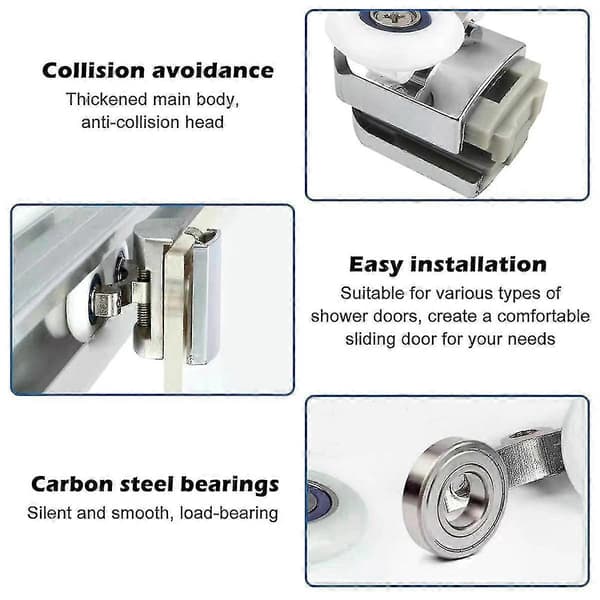 Curved Shower Door Rollers, 8 Pcs Shower Glass Door Rollers, Replacement Wheels for Shower Doors, For Curved Bathrooms from GUANZAI