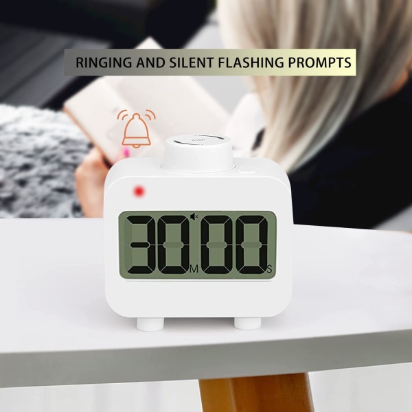 Roterende digital timer Cute til køkken Study Motion Madlavning Badeværelse med høje alarmtimere Mute Mode Study Supplies