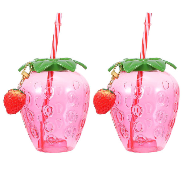 2 stk Frukt Vannflaske Tropisk Luau Festartikler Ananas Kald Tumbler Jordbær Formet Kopper Rosy12X9CM Rosy 12X9CM