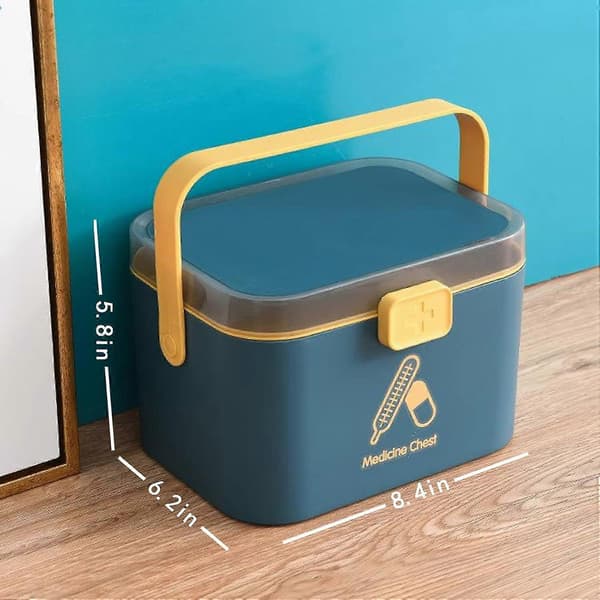 Small Home Medicine Storage Box, 2-Tier Foldable First Aid Box, Portable Medicine Container for Home, School, Office