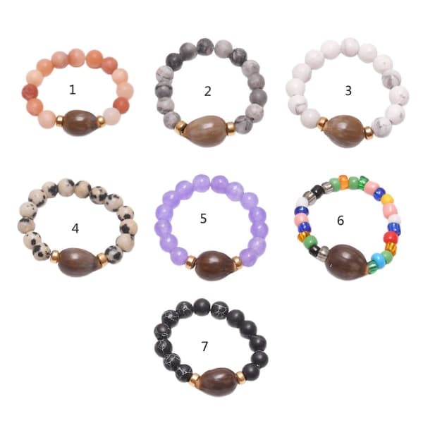 Elastic ring with stone beads, exquisite simplicity, bohemian beaded ring, adjustable, 5 purple 5 purple