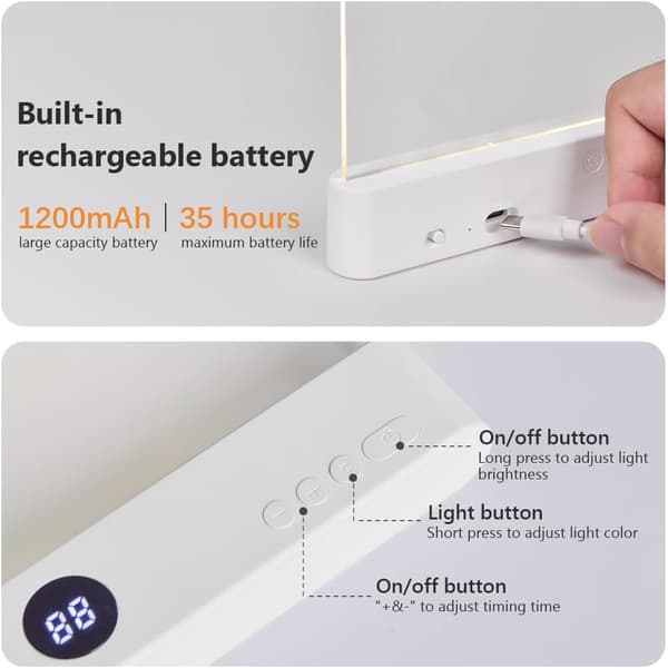 Flat Book Lamp LED Reading Light Panel for Night Reading in Bed Book Page Light Eye Protection Portable Book Light White
