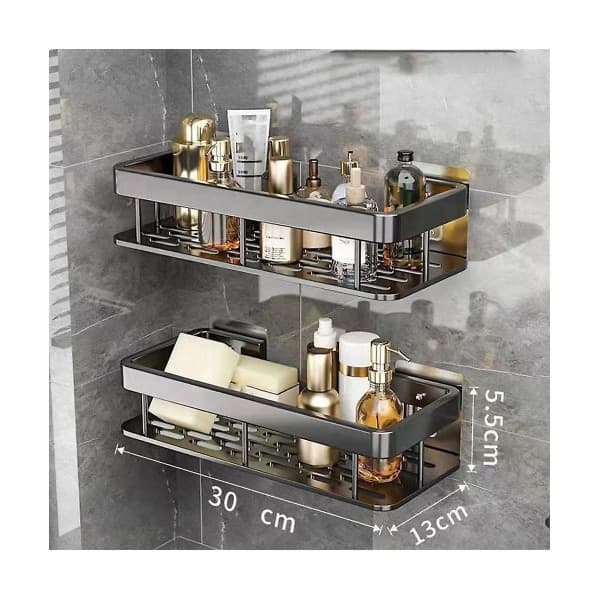 2pcs Bathroom Shelf No Drilling Wall Mounted Corner Shelf Shower Storage Rack Bracket Toilet Cosmetic Organizing{F2}