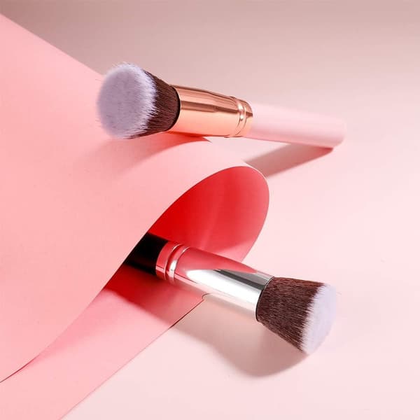 Sæt med 2 professionelle børster: Børster til foundation, concealer, blush og multifunktionel flydende foundation