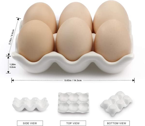Egg Tray, Cutlery Set (6 Cups, Egg Carton, Egg Holder), Storage and Decoration Accessories for Kitchen and Dining Room (White, 2-Piece Set)