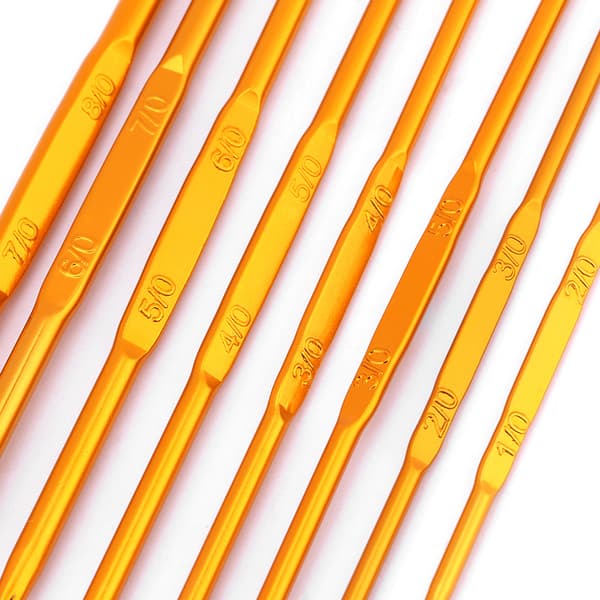 Golden Aluminum Double Pointed Knitting Needles Set 8 Pieces
