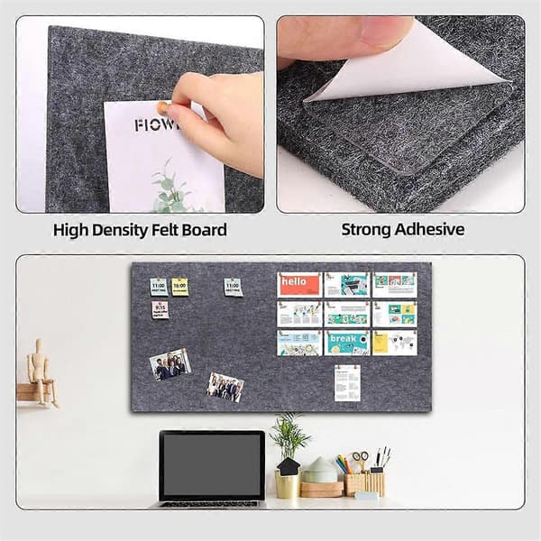 Cork Board Wall Felt Board Plate with 60 Pushpins and Safe Removable Adhesive Labels for Bulletin Board B