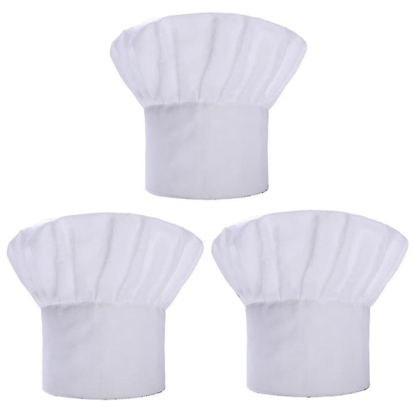 Set av 3-pack vuxen kock hatt vuxen justerbar elastisk bakare kök matlagning kock cap