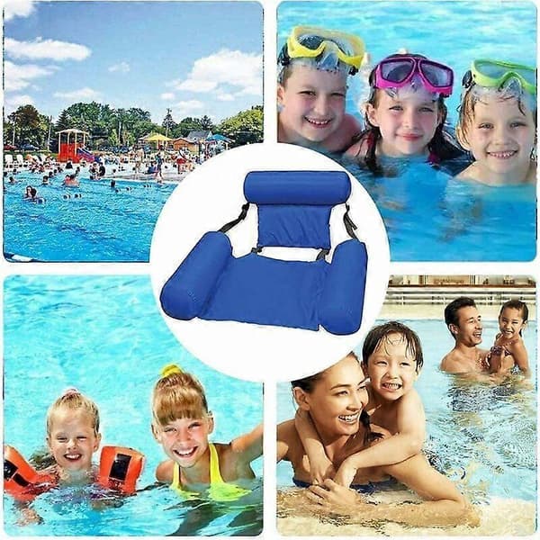 Poolstol, oppustelig poolstol, oppustelig poolstol til voksne, poolflåde, poolmadras, oppustelig hængekøje, oppustelig poolhængekøje (blå)