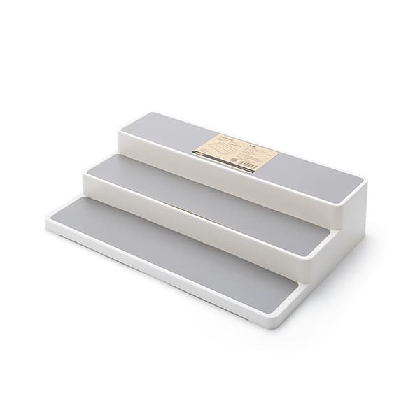 3-tier Spice Rack for Cabinet, Non-slip Kitchen Shelf Organizer, 37.2*24.2*8.5 cm, White/Grey