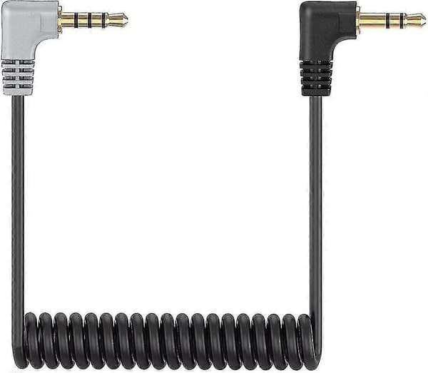 3,5 mm TRS til TRRS Mikrofonkabel Sc7 2-pakning. 1/8 \" Hann Spiralvridd Rettvinklet Mikrofon