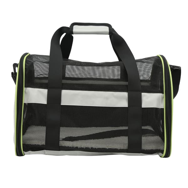 Pet Travel Carrier 600D Nylon Cat Dog Holder Foldable Carry Bag Adjustable Shoulder Strap Light Grey