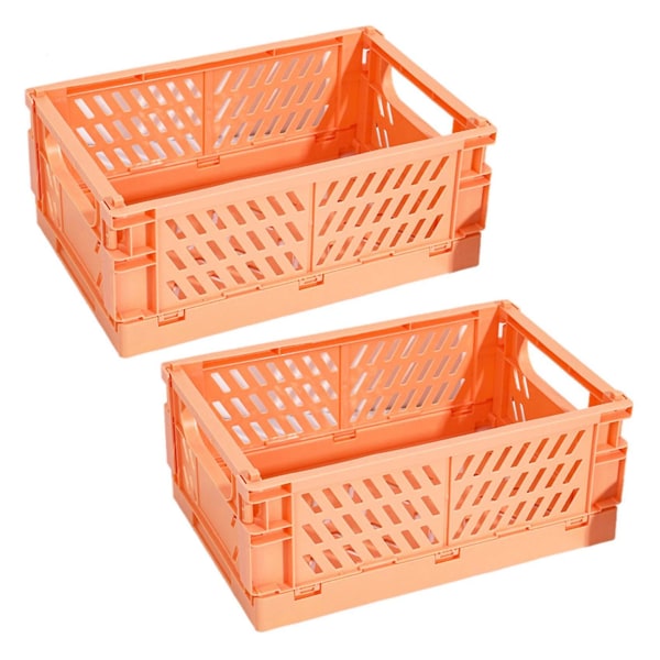 2x Foldbar Plast Oppbevaringsboks Kosmetikkbeholder Oransje