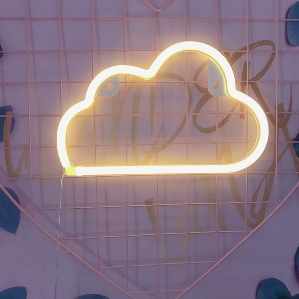 QiaoFei Neonlys, LED Sky-formet Dekorationslys, Vægsmykke til , Fødselsdagsfest, Børneværelse, Stue, Bryllupsfest Dekoration (Varmt Hvidt)
