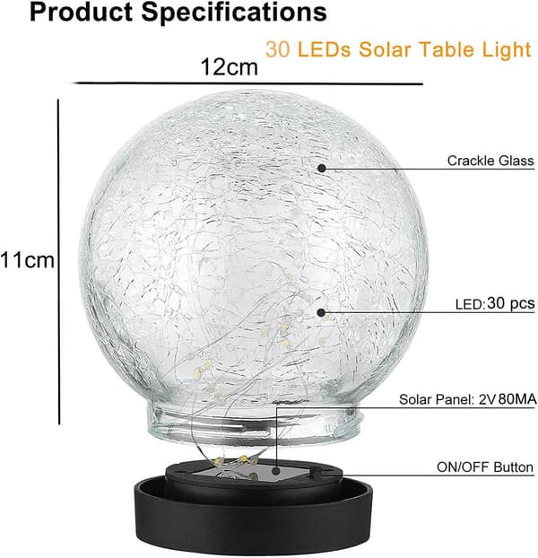 4-pakning LED julesprekkede solcellelamper 4 stk 4pc