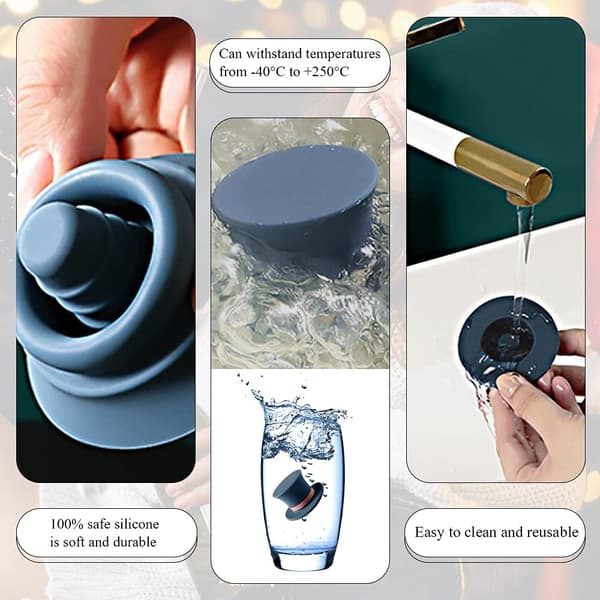 Wine Bottle Stoppers, Fun Reusable Silicone Bottle Plugs and Corks, and Decorative Wine Accessory Set. Three-Piece Set.