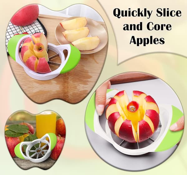 Apple Slicer and Corer (8 Blades) - Thin Apple Slicer, 2-in-1 Apple Corer and Cutting Tool, with Non-Slip Soft Grip.