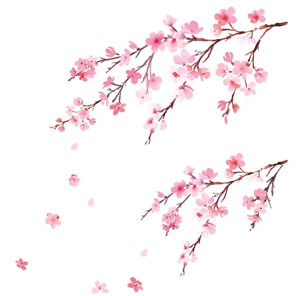 Akvarell Körsbärsblom Väggdekal Väggdekor Väggdekoration för Vardagsrum Sovrum Barnrum DWL-2003 (1-pack)