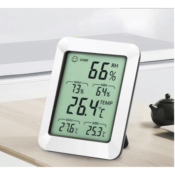 Inomhus Hygrometer Termometer 2-pack, Fuktighetstemperaturmätare med Stor LCD-Skärm, Notifieringsvarning med Max Min-poster,