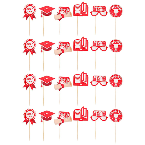 5 Sæt Graduation Season Kage Dekorationer Chic Kageindsatser Dekorationer Party Props Rød 9X7CM Red 9X7CM