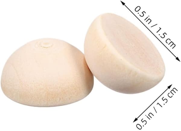 300 Pcs Unfinished Hemispherical Wood Beads Natural Wood Lightweight Smooth Surface