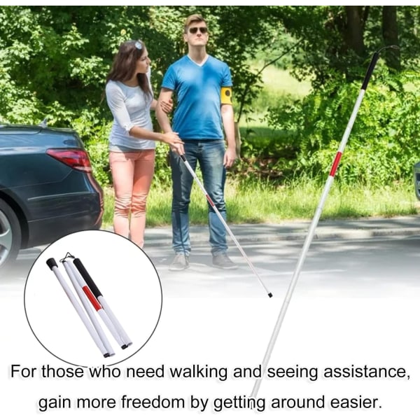 Baitai Folding Blind Cane Reflexive Red Folding Walking Stick för synskadade och blinda personer