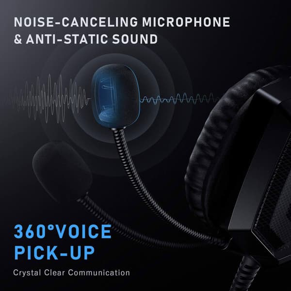 Gaming headset med mikrofon, spillhodetelefoner for PS4 Xbox One