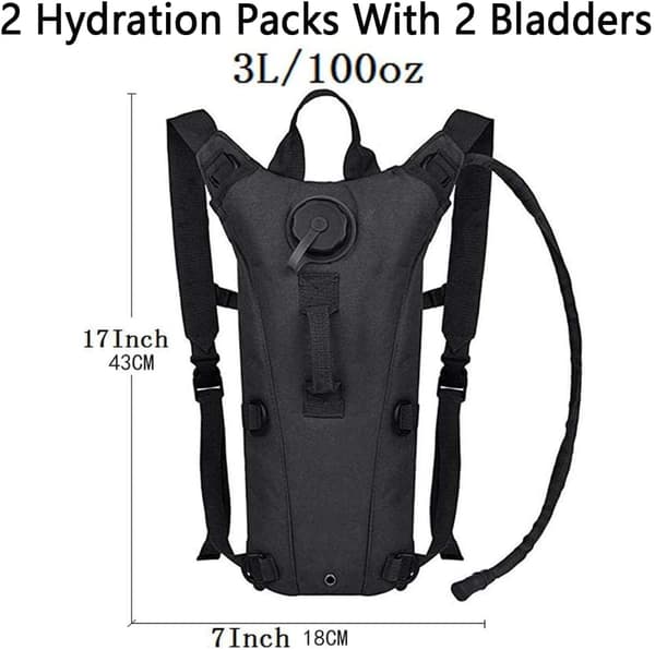 2 Pieces Black Tactical Hydration Backpacks 3L Water Bladder Backpack Lightweight Water Storage Container Daypack for Running Hiking Cycling