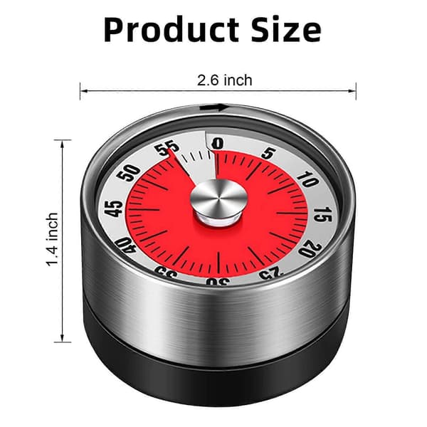Mekanisk timer - 60-minutters magnetisk stoppeklokke for matlaging, baking, treningsstudio, studier