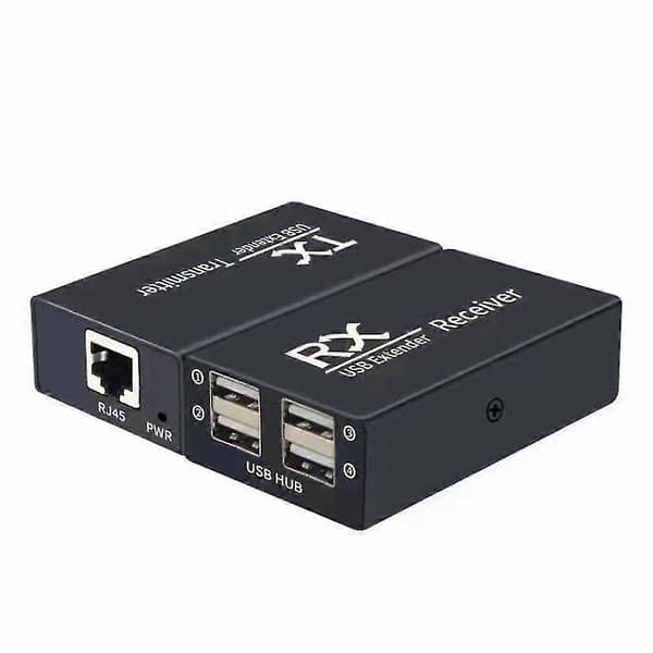 120m USB Extender 4-Port USB2.0 Hub Extender via RJ45 Ethernet USB UTP Extension Transmitter/Receiver - EU Plug