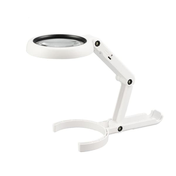 Stort forstørrelsesglass med LED-lys, sammenleggbart, stativ, lesing, skrivebord