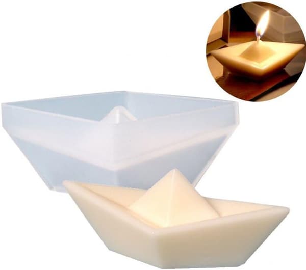 Silikone lysform, 3D origami båd lysform, DIY håndlavet voks aromaterapi sæbefremstillingsform, epoxyharpiks støbeform