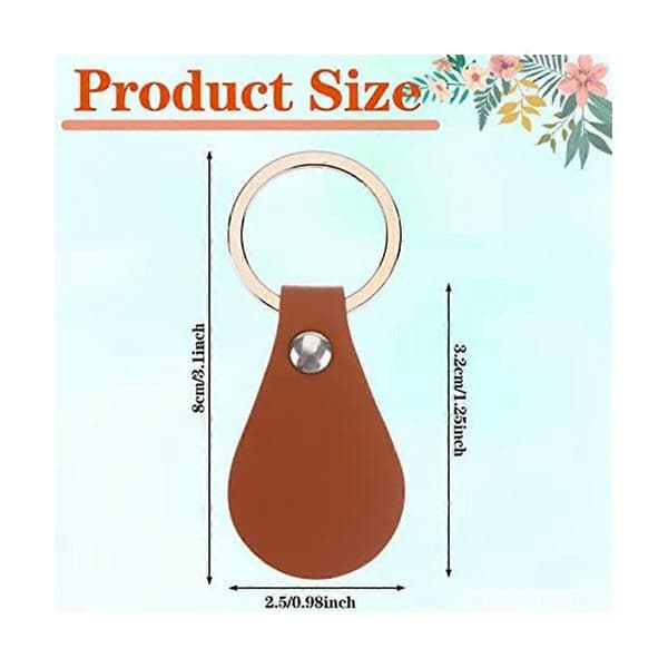 50 Pcs DIY Leather Keychains Brown Blank Keychains with Rivets for Car Key Home Door Key Small Decoration