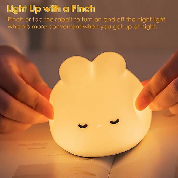 Rabbit Silicone Night Light, LED Night Light USB Charging Timer Automatic Shut-off, Bedside Lamp Decoration, Suitable for Children's Room Decoration
