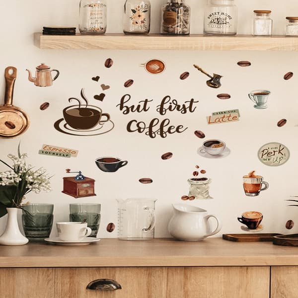 Kaffeväggdekaler Kök Väggdekal Citat Och Bokstäver Kaffe