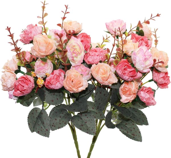 2 stk kunstige roser, simuleringsbuketter, brukt til fest, bryllup, blomsterdekorasjon, kafédekorasjon