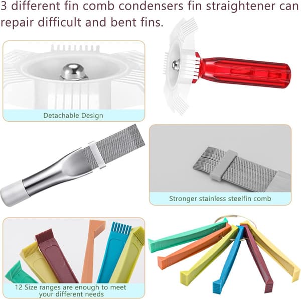 Air Conditioning Fin Cleaning Set, 5-piece, Radiator Comb for Refrigerator, Car & Kitchen