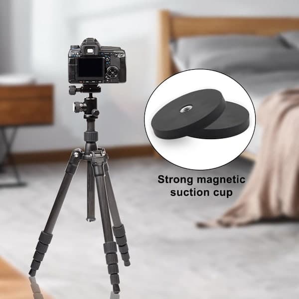 Strong rubber magnet - non-slip - 66 mm diameter - 17 kg suction force - M6 internal thread - suitable for LED strips