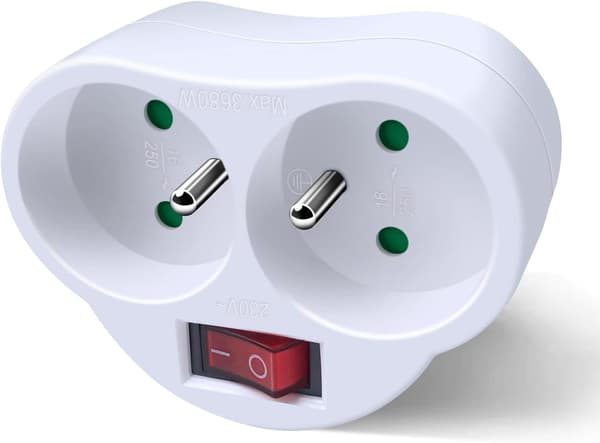 White Sockets with Switch, 2-in-1 Power Strip Wall Plug, Sockets Perfect for Bedroom