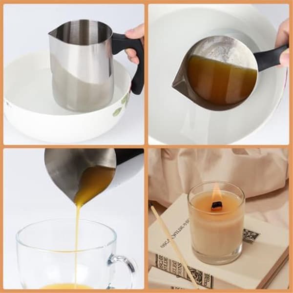 /EA/Lysestøbekande, 900 ml vokssmeltekande, lysestøbebeholder i rustfrit stål {f2}