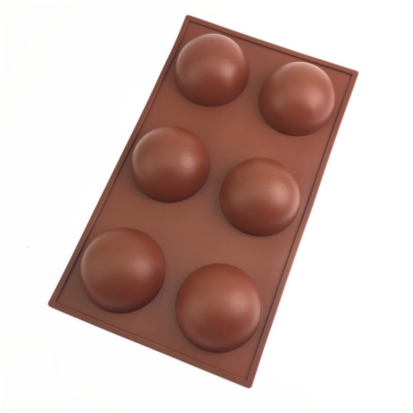Varm choklad Kakao Bomb Molds Silikon, Semi Ball Mould 6 hålrum Stor cirkulär bricka, Sphere Holiday Valentine DIY Cake