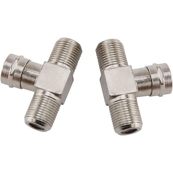 2-pak Zink Legering Han til Dobbelt Hun 3-vejs Splitter Adapter Han til 2 Hun Koaksialkabel Stik F-Type Stik