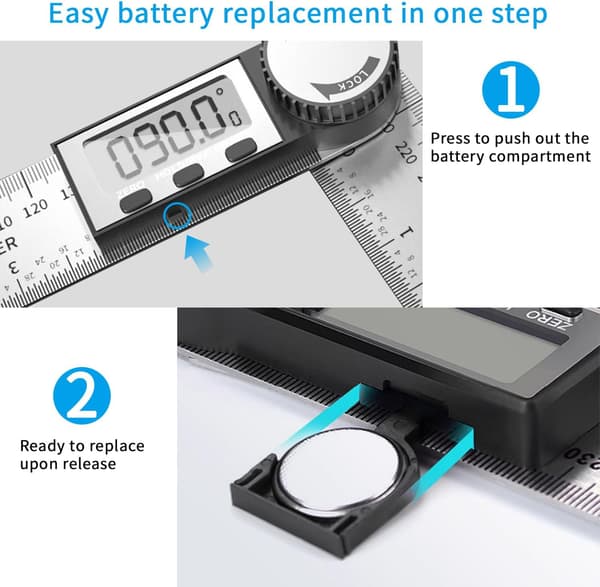 Digital Angle Gauge, 200mm Stainless Steel Digital Angle Ruler with Large LCD Screen