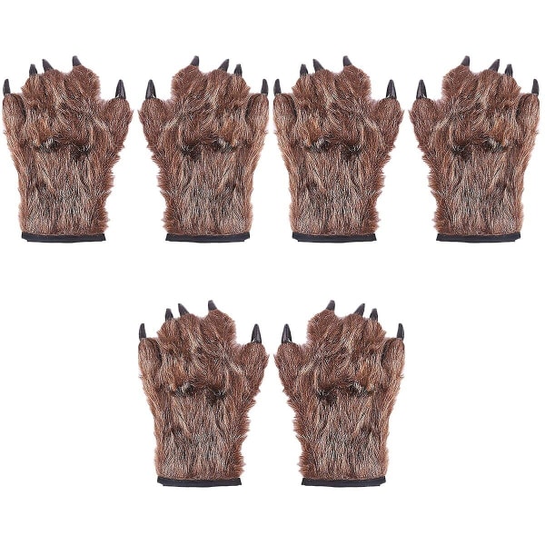 3 Par Halloween Skumle Ulveklo-Hanske Dyr Cosplay Kostymer Fest Kledning Rekvisitt Morsom Were 3 pairs 28*20cm