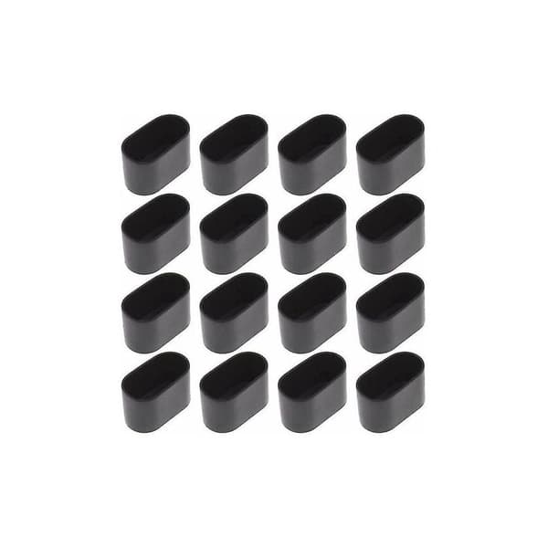 16 ovale møbeldupper til borde og stole, 15 x 30 mm, sort