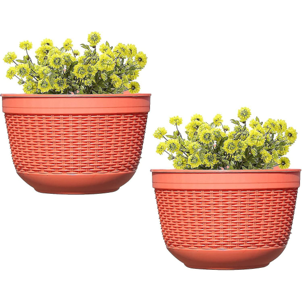 2-pack Vägghängande Planterkorg, Hängande Blomkruka Väggkruka Hängande Planter Vägghängande Planter Plastblomkruka Med Dränering För Inomhus Utomhus