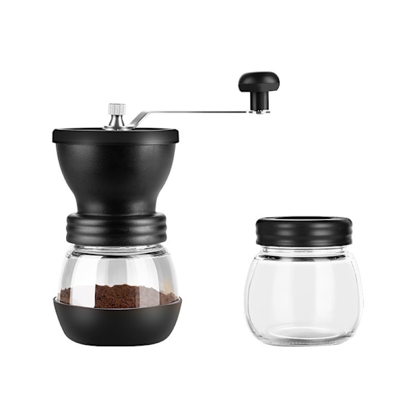 Manuell Kaffekvarn Manuell Kaffekvarn med Justerbar Keramisk Karbidkvarn - Två Klarglasburkar - Rostfritt Stål